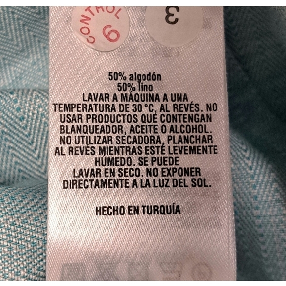 NWOT Ted Baker Men's 3 Linen/Cotton Blend Sea Foam Green Button Down Shirt - Picture 9 of 11